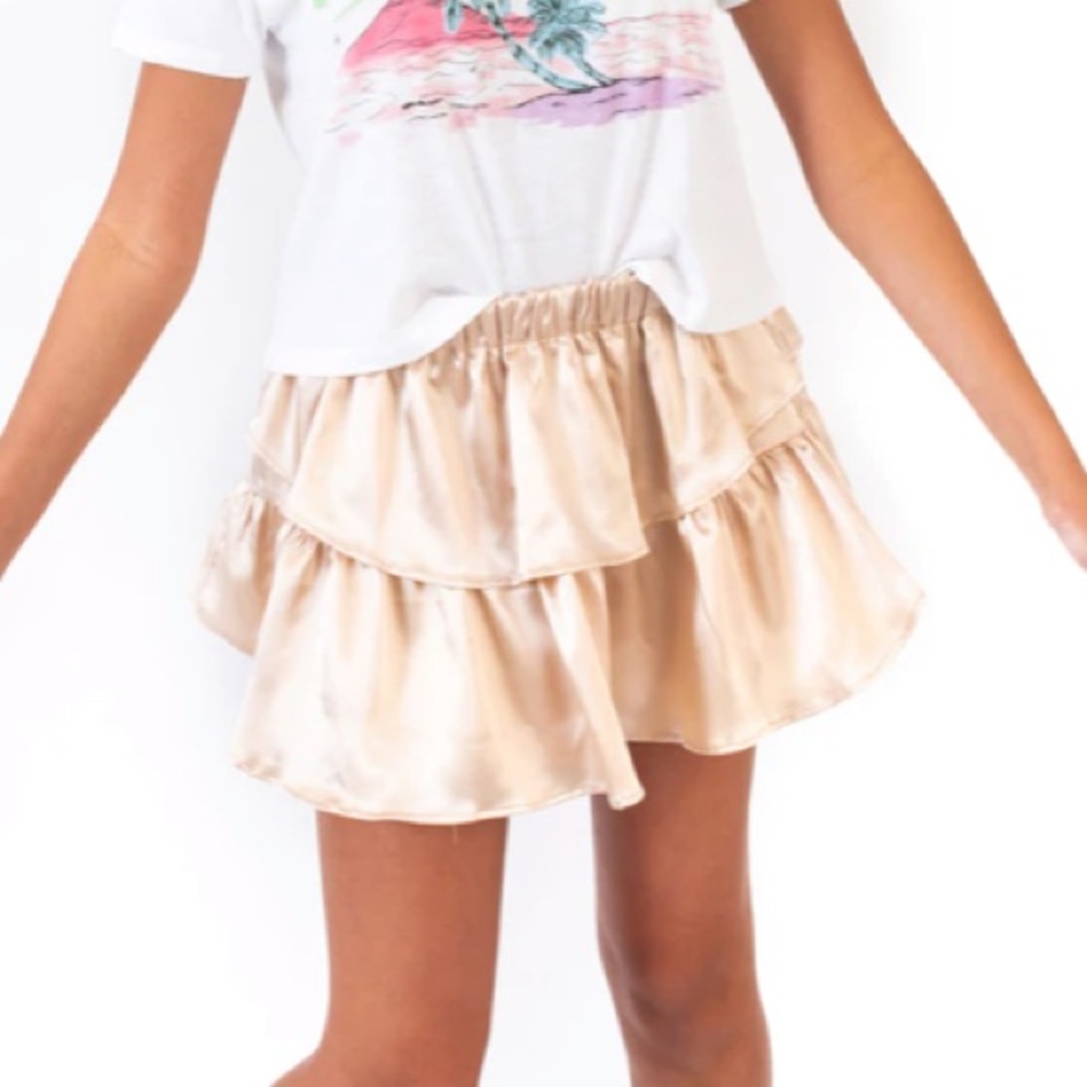 Koch champagne polysatin Ivy ruffle skirt size M